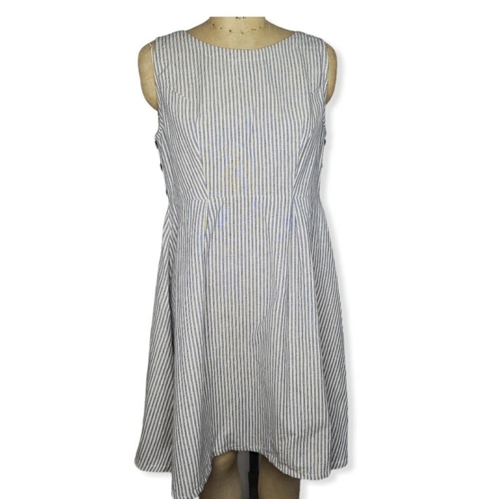 Mata Traders ticking strip fit and flare dress L